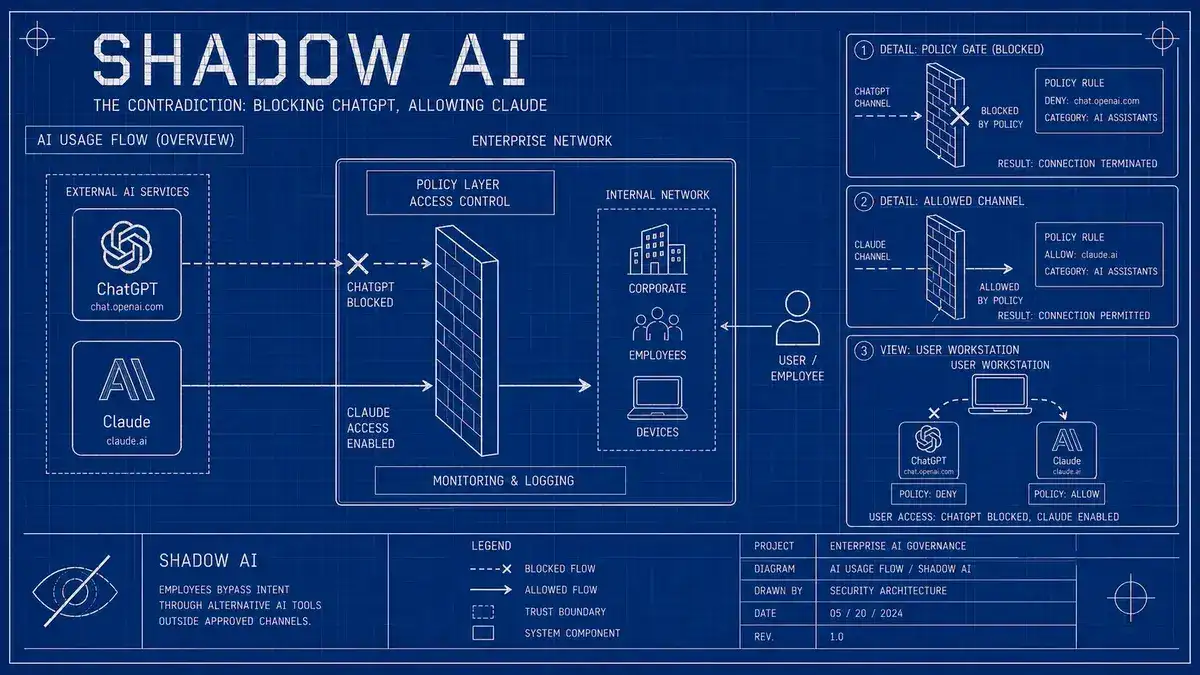 Illustratie bij artikel: Shadow AI: waarom blokkeren je niet meer in control brengt