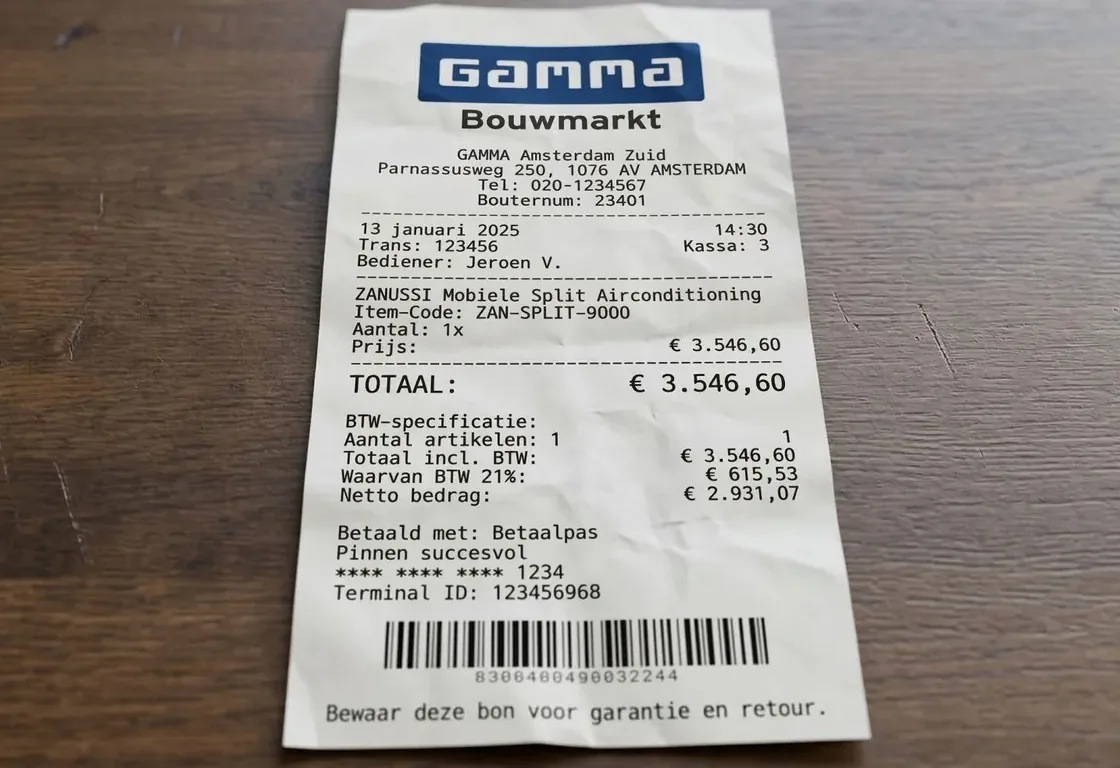 Version of the Gamma fake receipt from April 2026, generated by Gemini Nano Banana 2, with cleaner layout and more realistic amounts